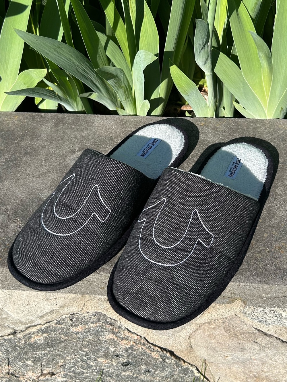 True Religion Black Denim House Slippers Loafers Men's Brand Jeans Shoes
